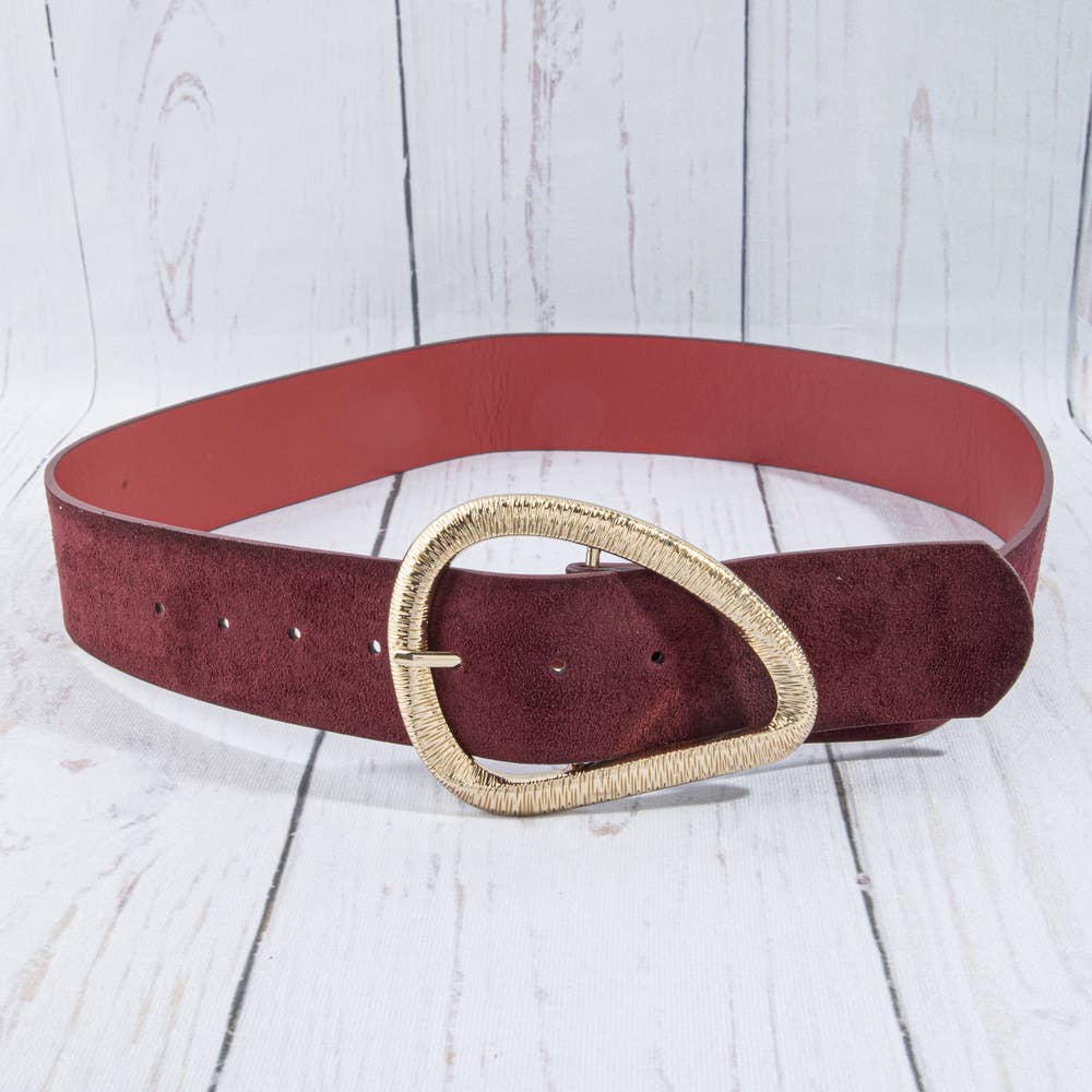 Vegan Suede Belt With Teardrop Buckle