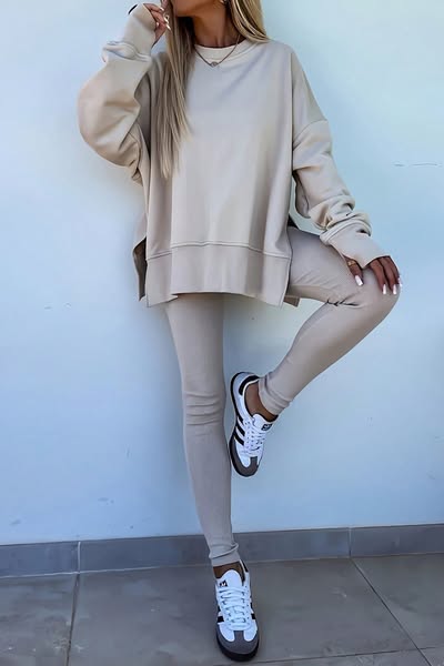Slit Sweatshirt Set