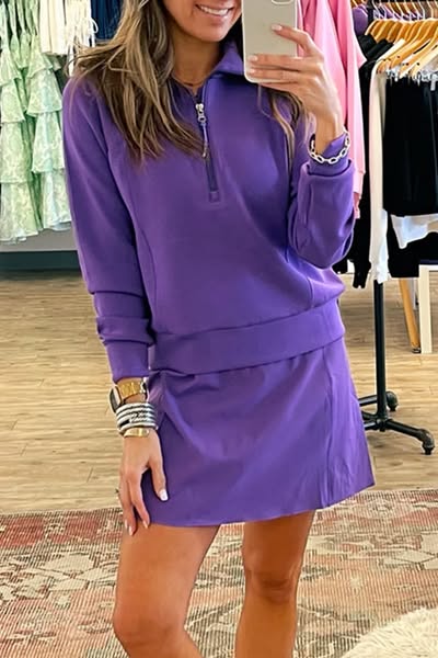 Sweater Skirt Zip Set