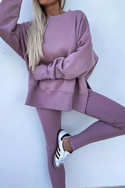 Slit Sweatshirt Set