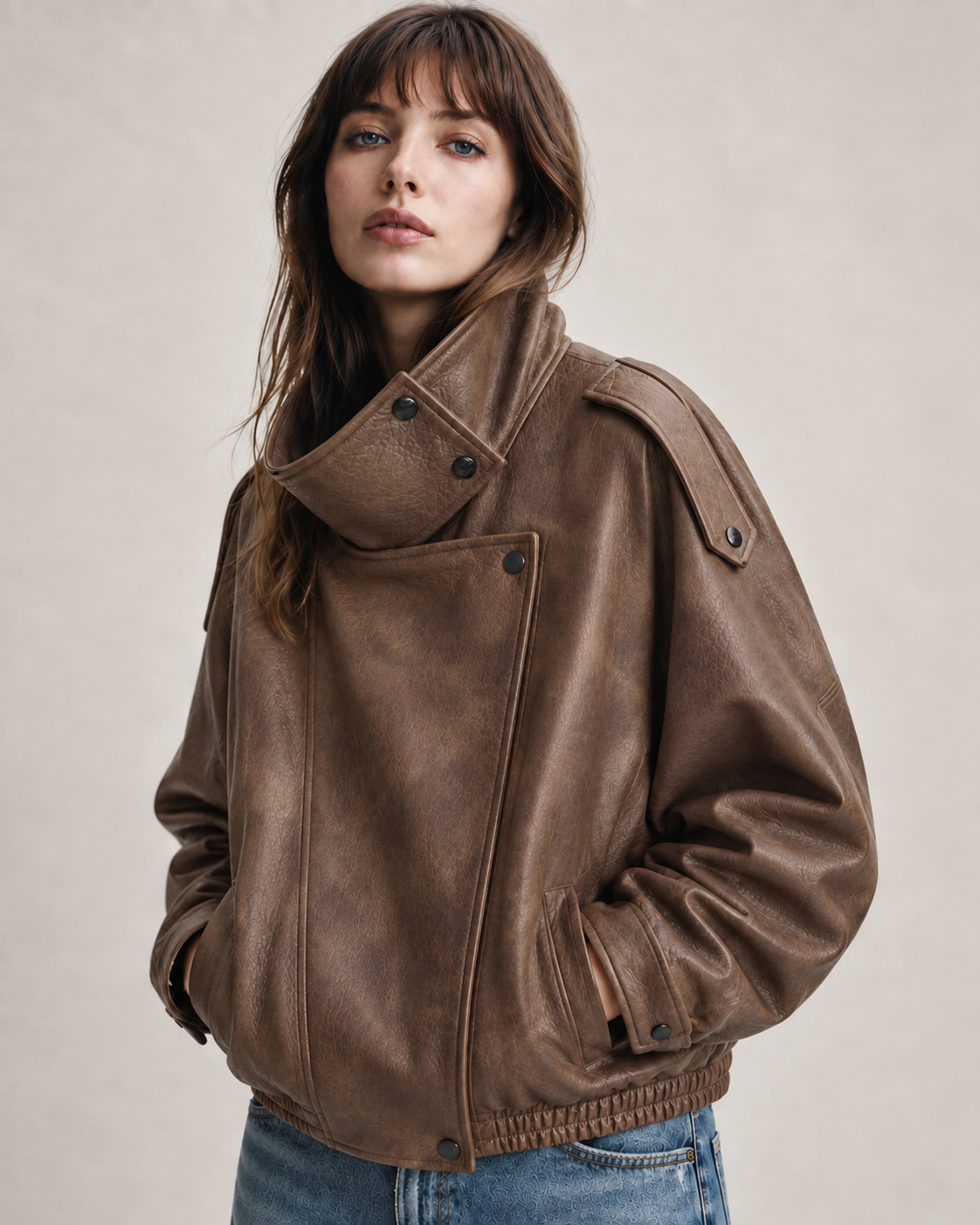 Oversized Leather Biker Jacket