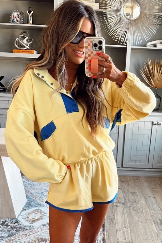 Yellow & Blue Accent Sweatshirt Set