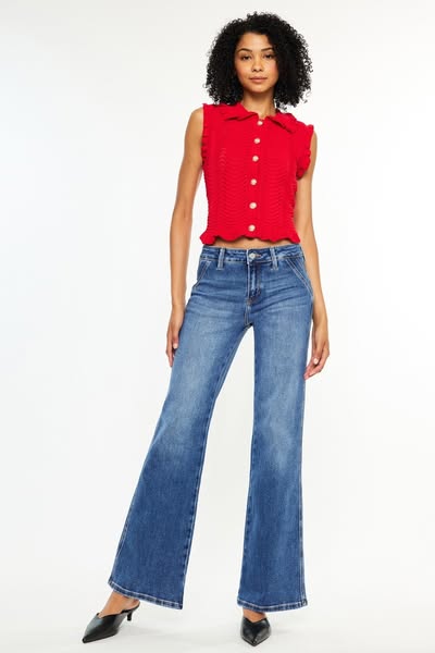 Mid Rise Wide Flare Jeans