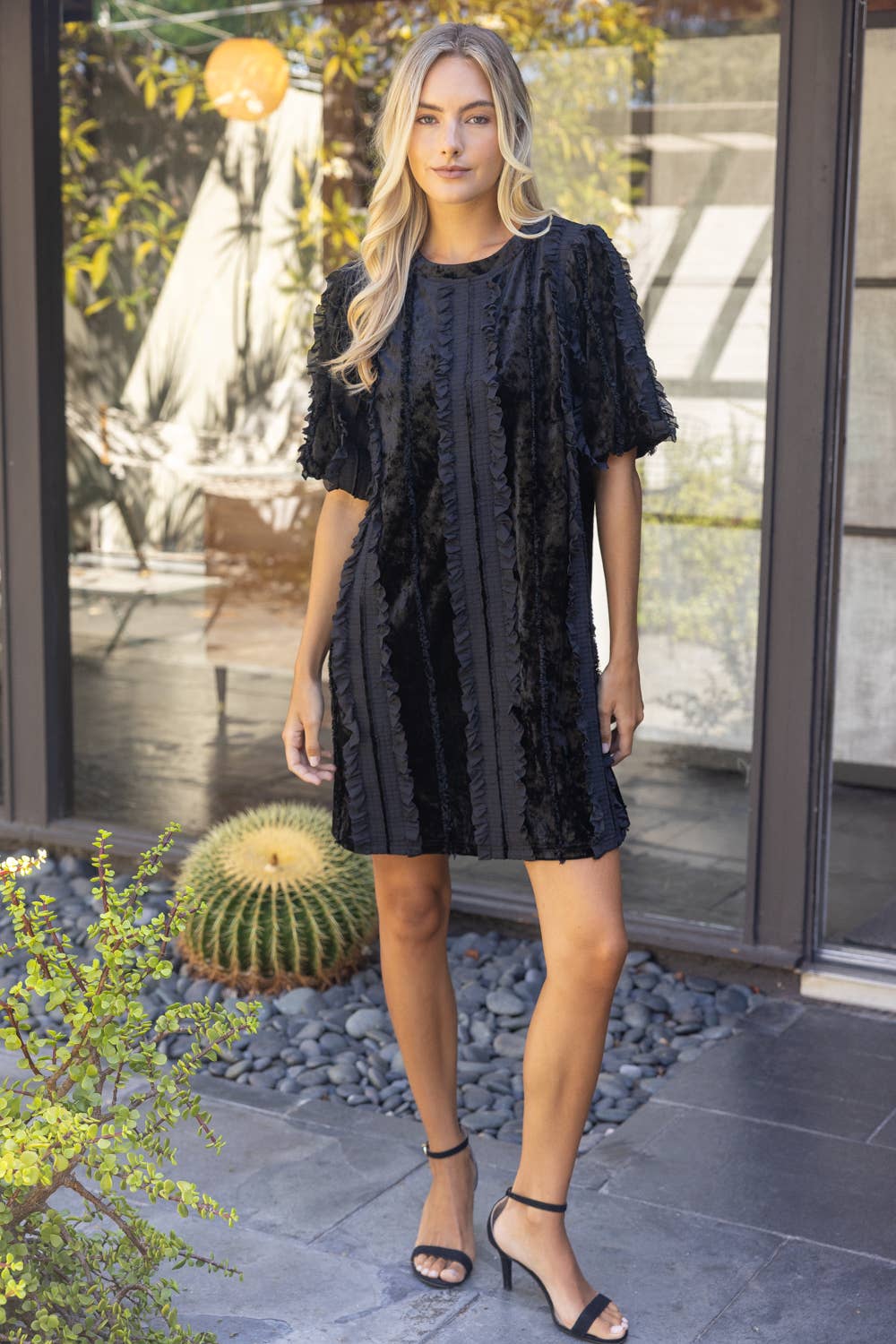 Lace Overlay Velvet Shift Dress