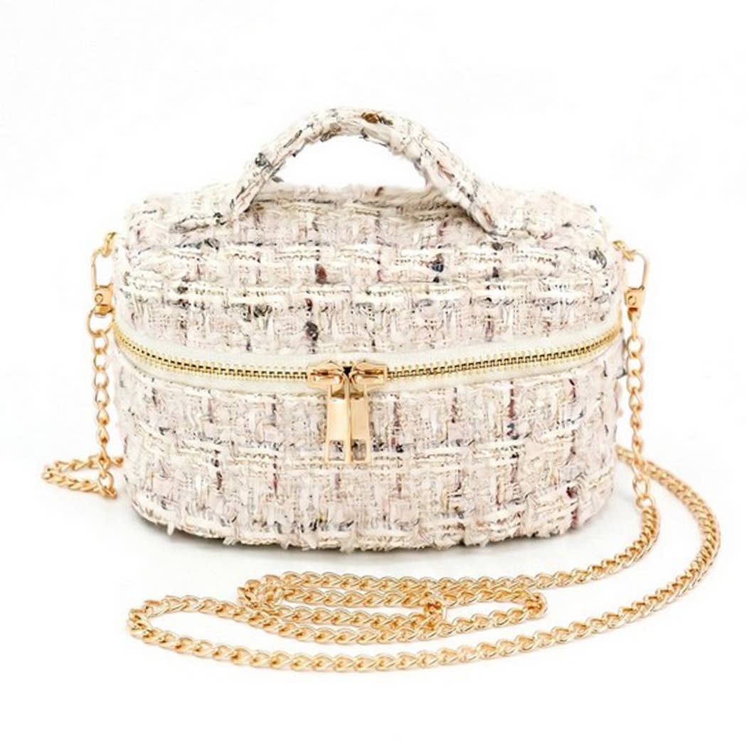 Tweed Vanity Chain Bag With Top Handle