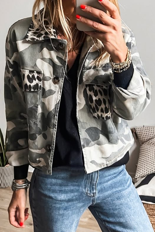 Camo Leopard Denim Jacket