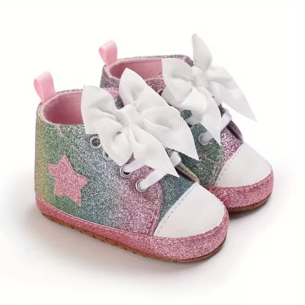 Glitter Bow Baby Shoes