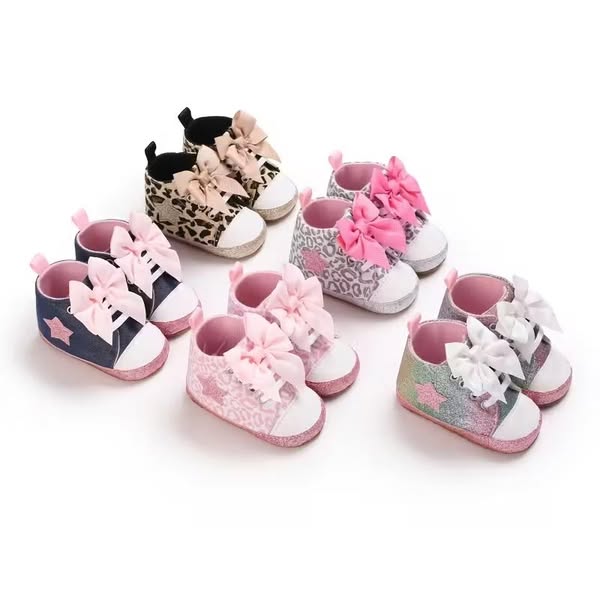 Glitter Bow Baby Shoes