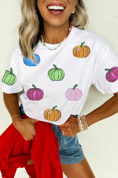 Pumpkin Sequin Tee