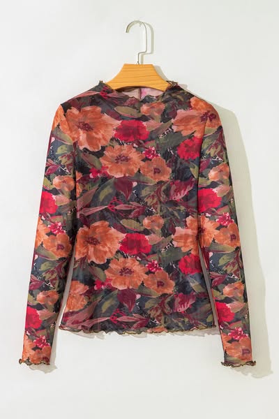 Floral Print Mesh Tee