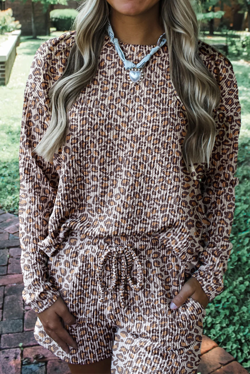 Rib Leopard Short Set