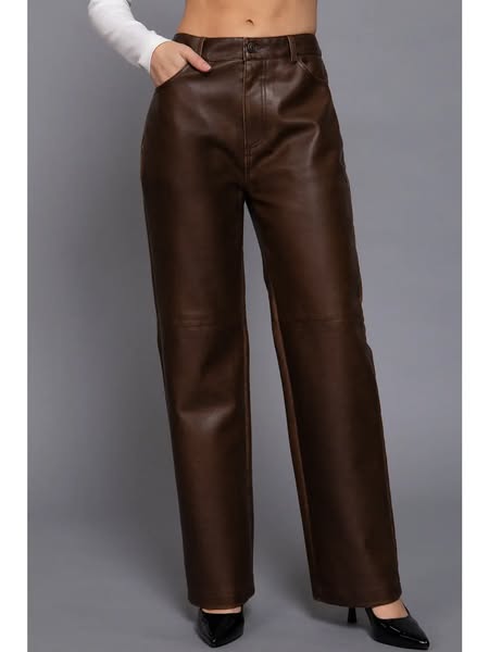 Washed Vegan Leather Pants