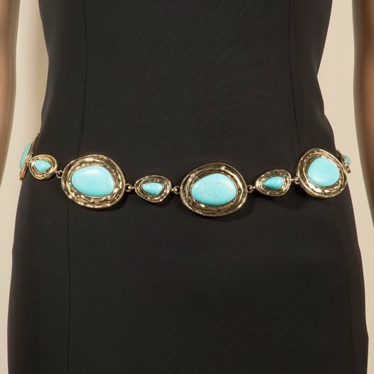 Faux TURQUOISE Chain Link Belt