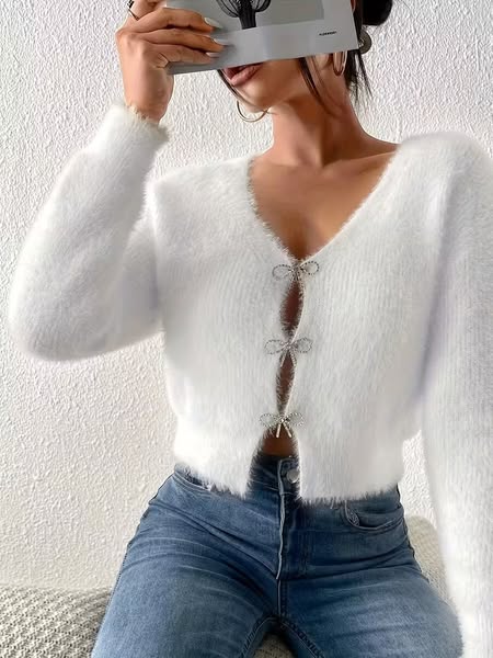 Rhinetone Bow Sweater