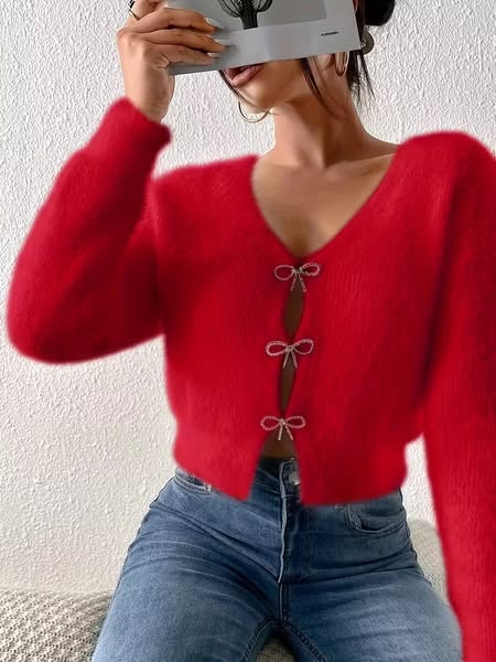 Rhinetone Bow Sweater