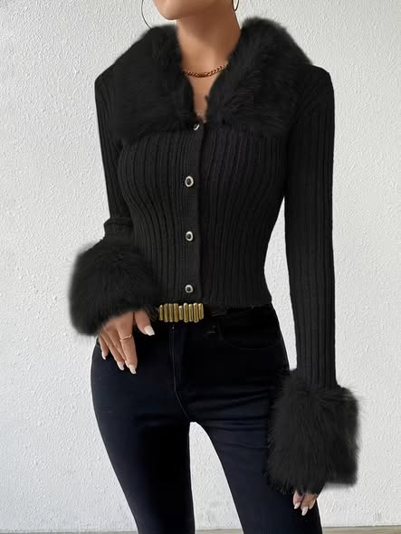 Faux Fur Trim Cardi