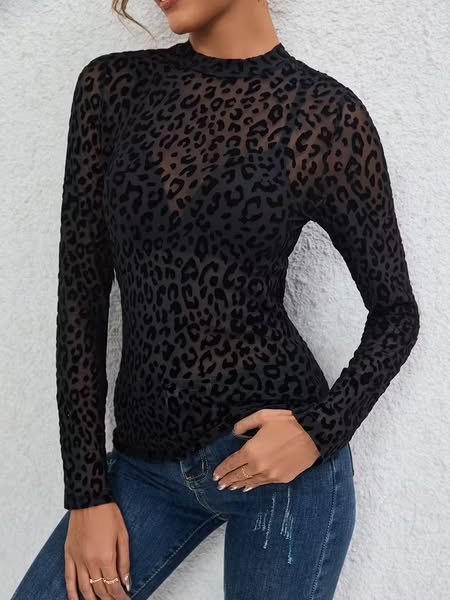 Mesh Leopard Top