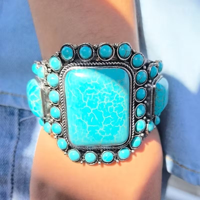 Chunky Faux Turquoise Cuff