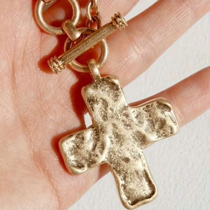 Hammered Cross Necklace