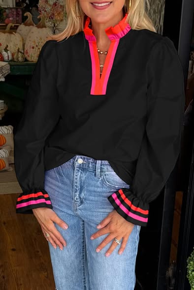 Cuff Ruffle Accent Tunic