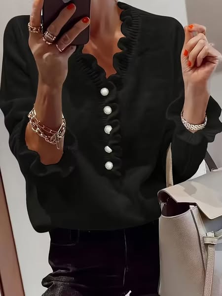Soft Button Up Ruffle Sweater