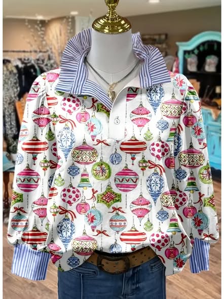 Ornament Pop Collar Top