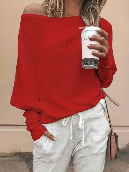Off Shoulder Rib Sweater
