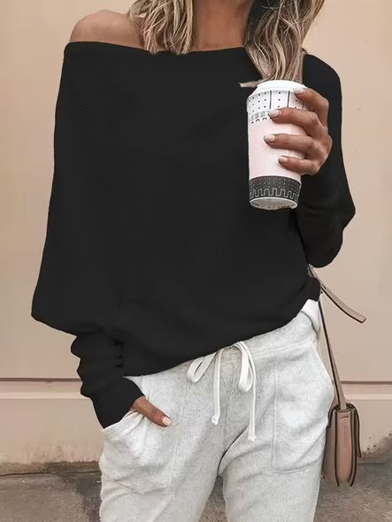 Off Shoulder Rib Sweater