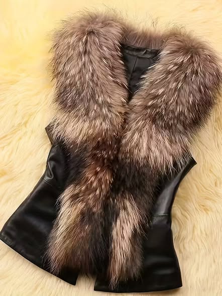 Vegan Leather Fur Vest