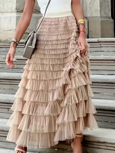 Long Ruffle Skirt