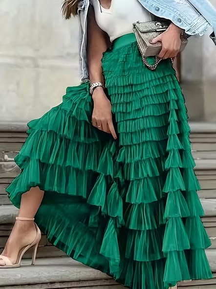 Long Ruffle Skirt