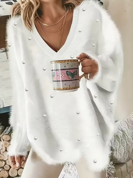 Fuzzy Pearl Sweater