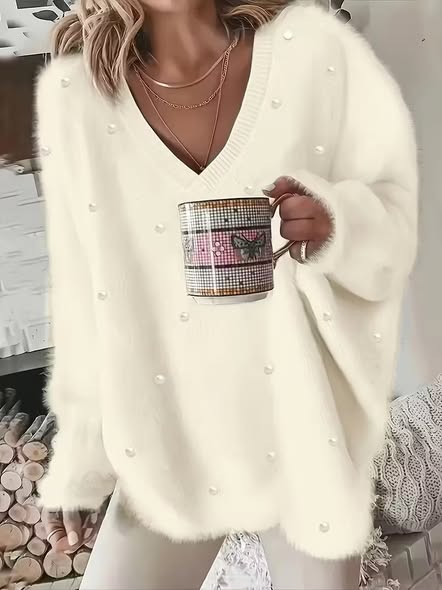 Fuzzy Pearl Sweater