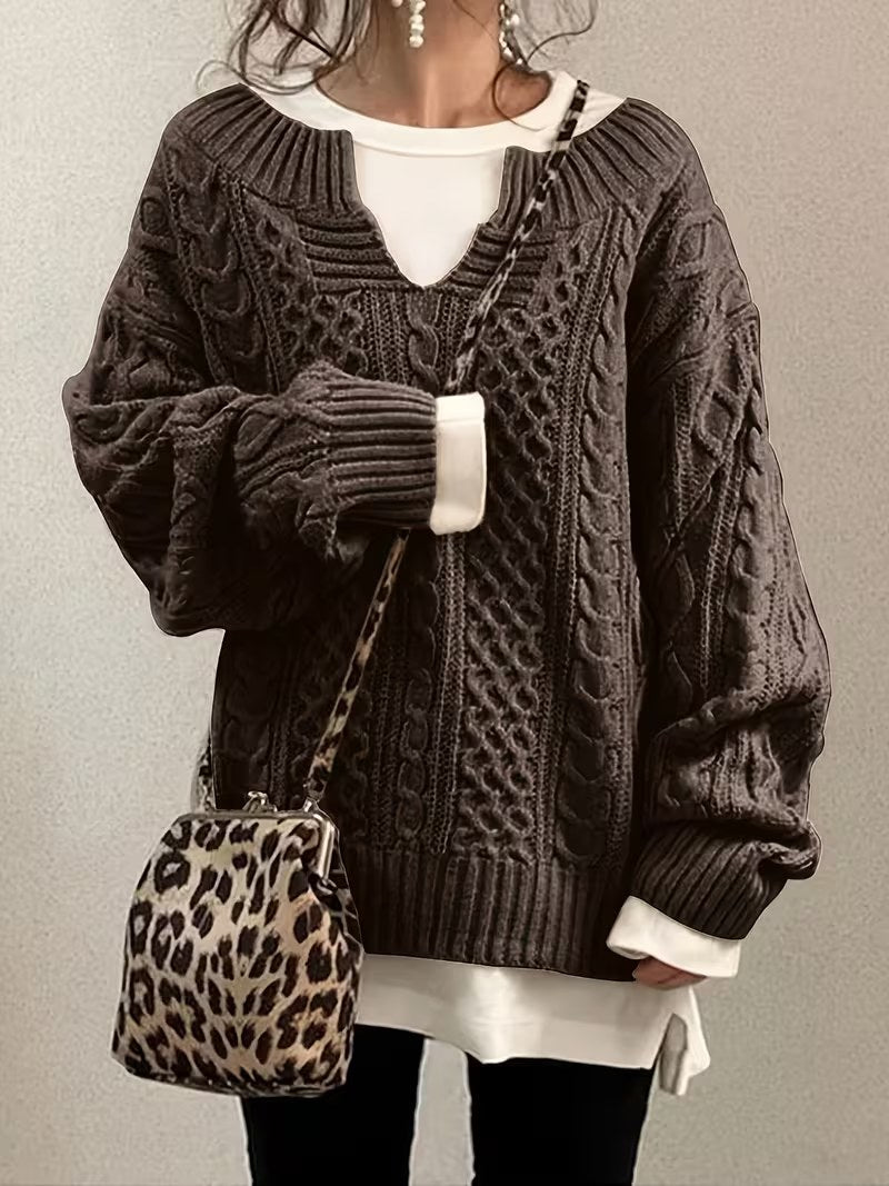 Cable V Neck Sweater