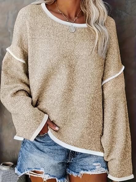 Contrast Piping Sweater