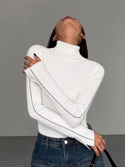 Sleek Stripe Turleneck