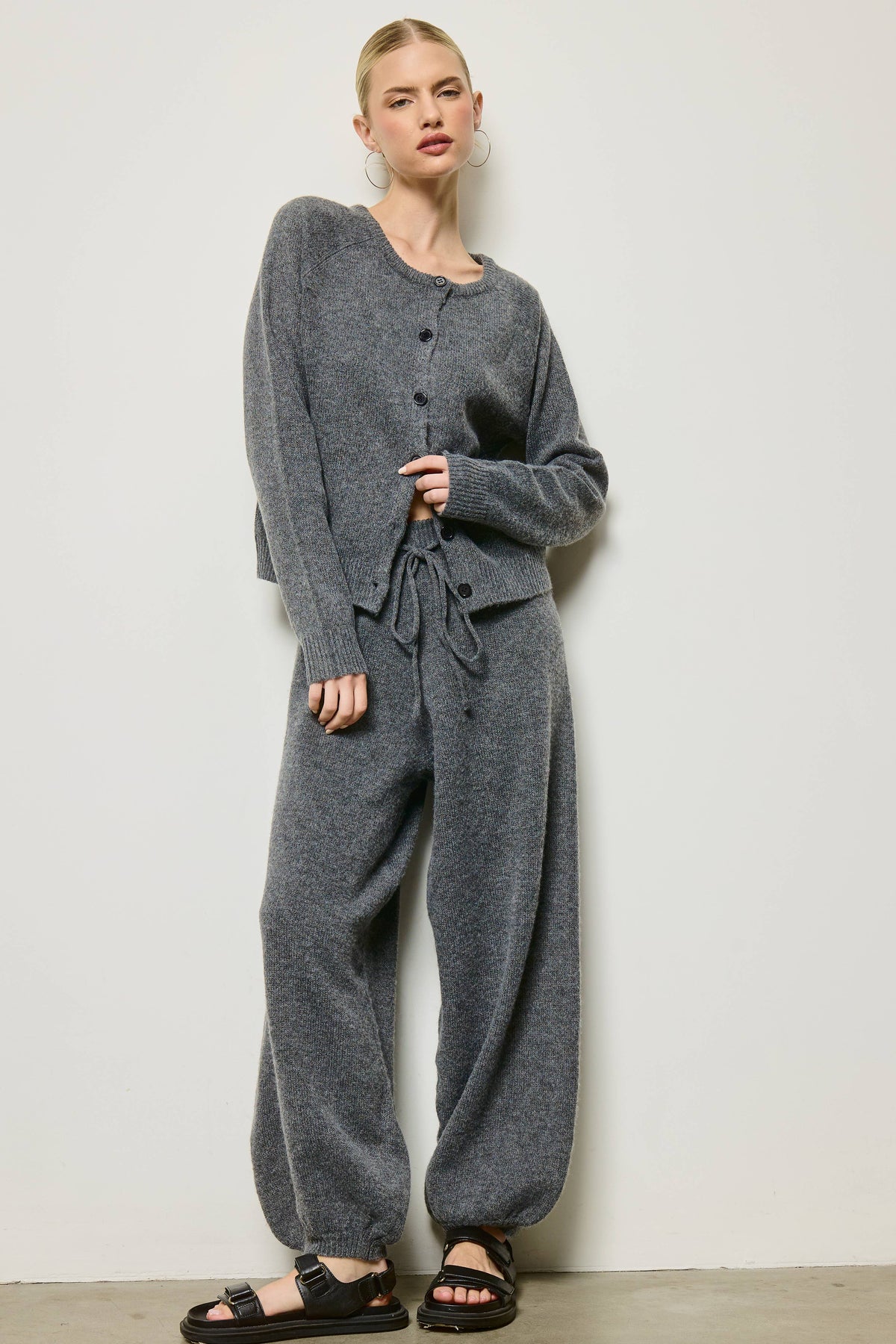 Brushed Knit Cardigan & Balloon Pant Set
