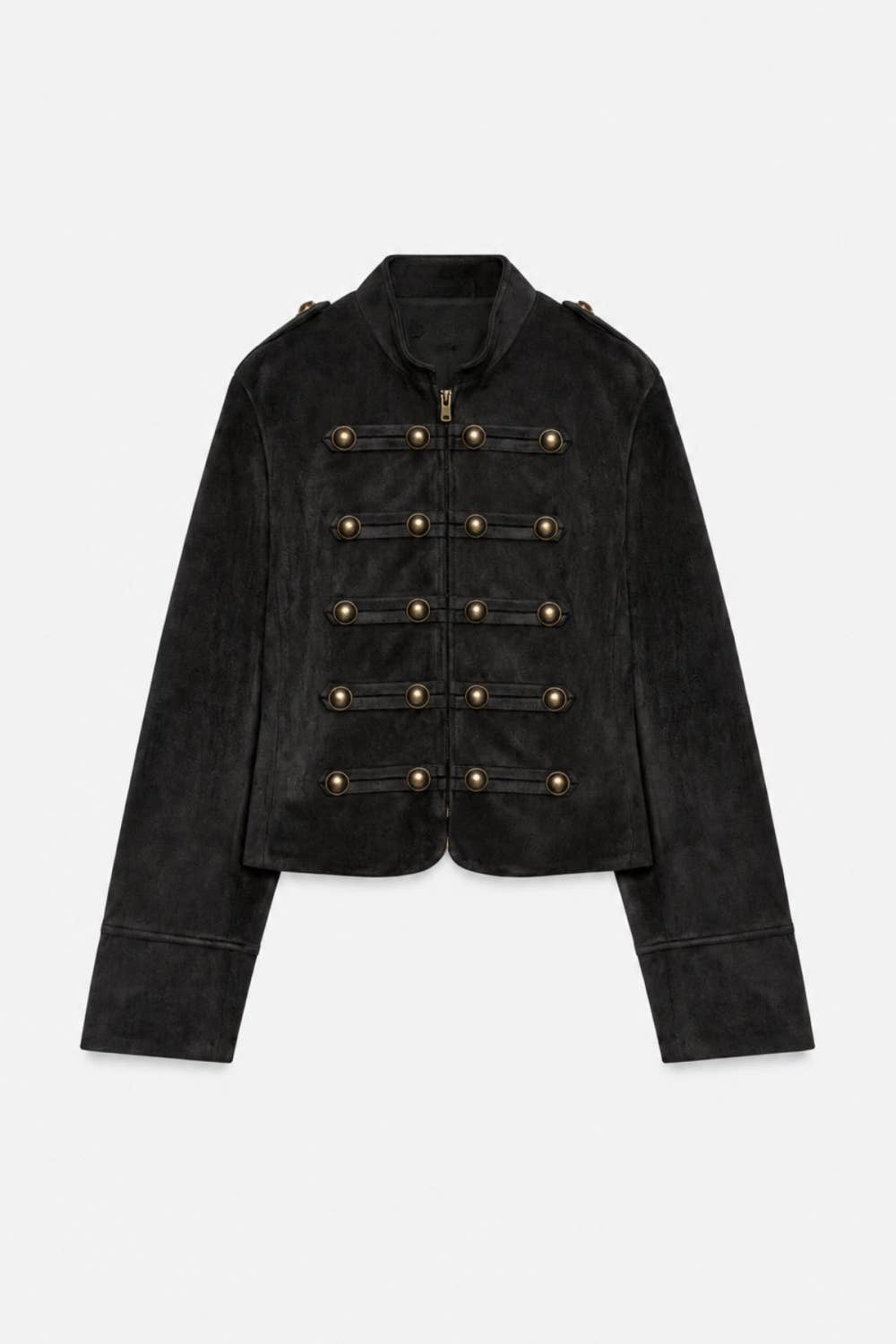 Faux Suede Frog Fastening Jacket
