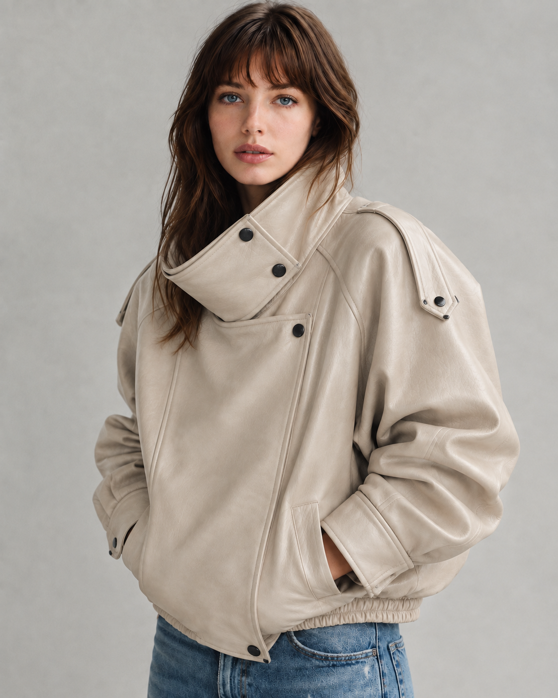 Oversized Leather Biker Jacket