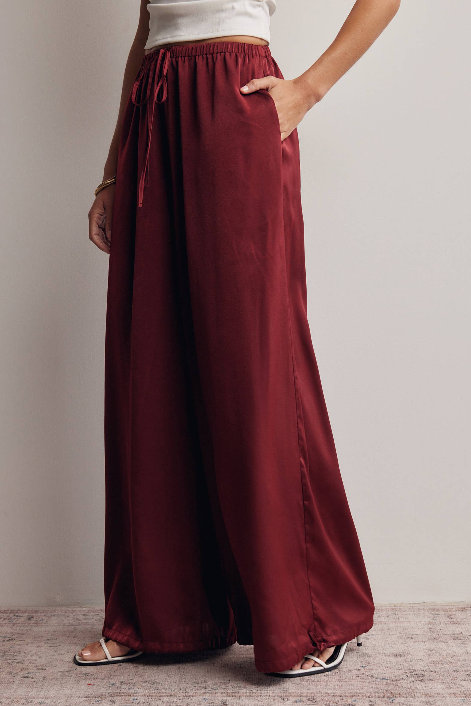 Convertible Wide Leg Tie Hem Pants FP0022