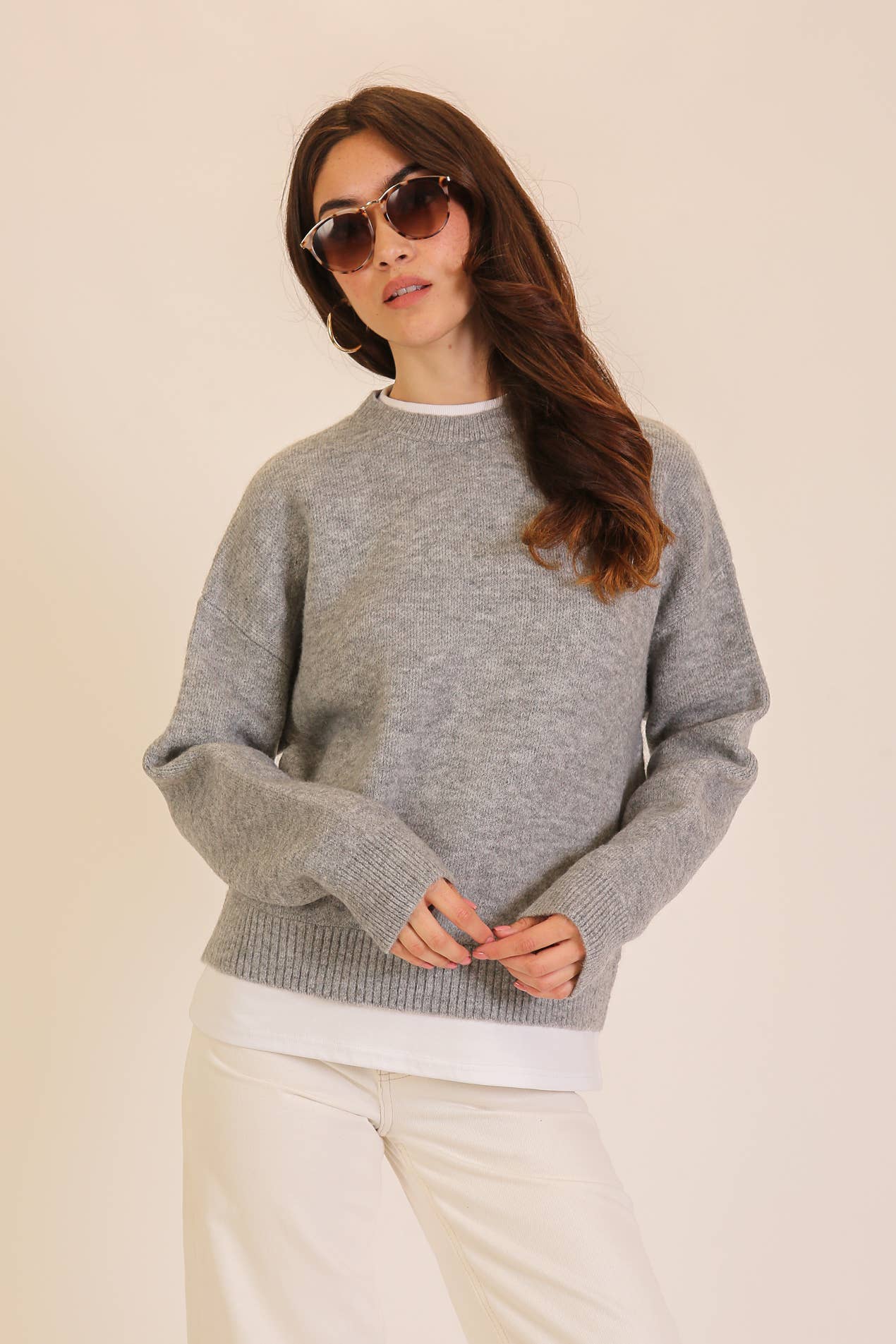 Twofer Crew Neck Layered Sweater