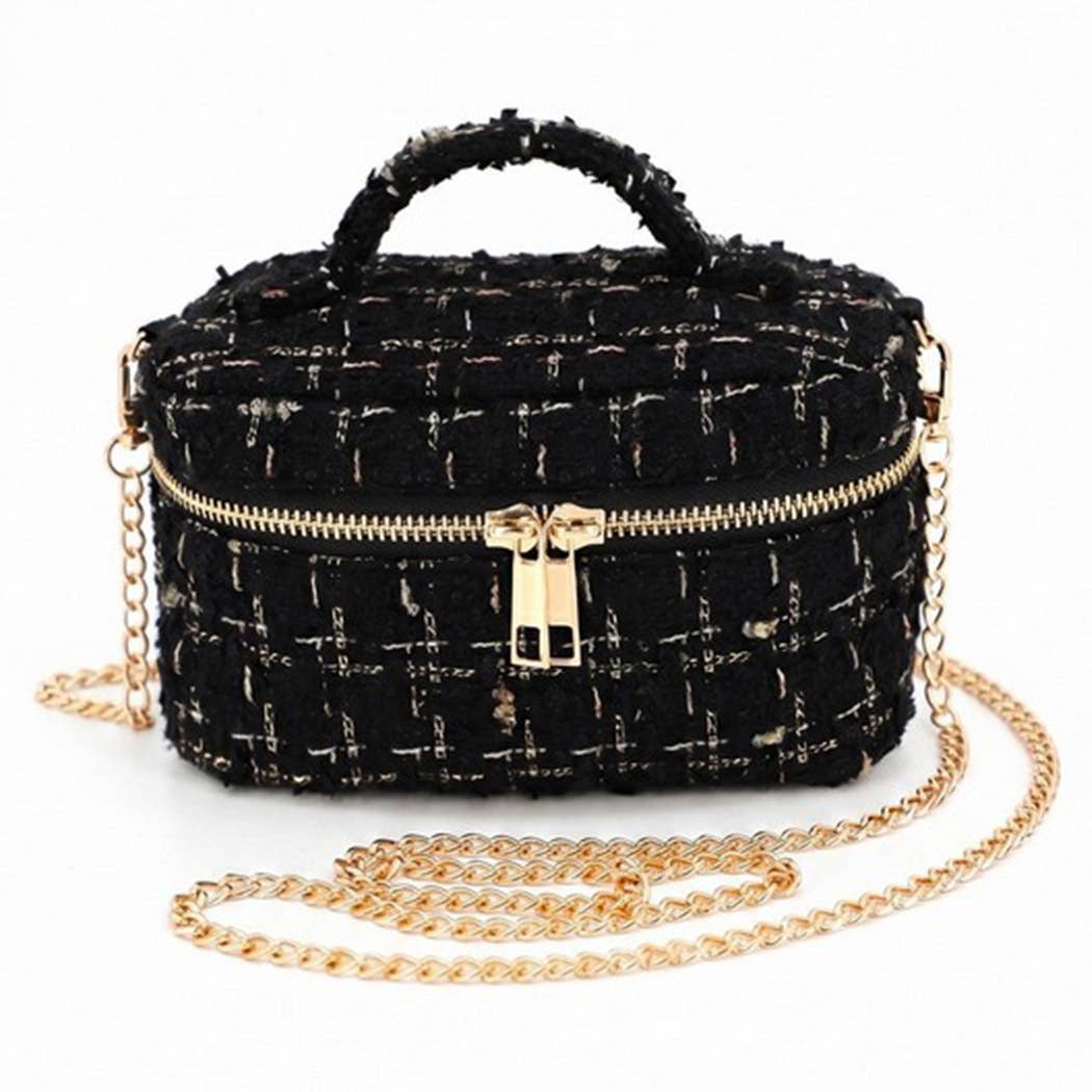 Tweed Vanity Chain Bag With Top Handle