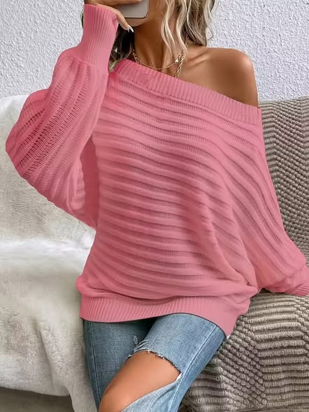 Rib Off Shoulder Sweater