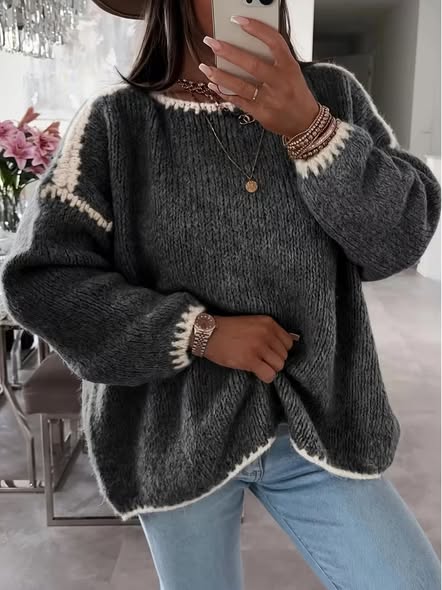Whip Stitch Trim Sweater