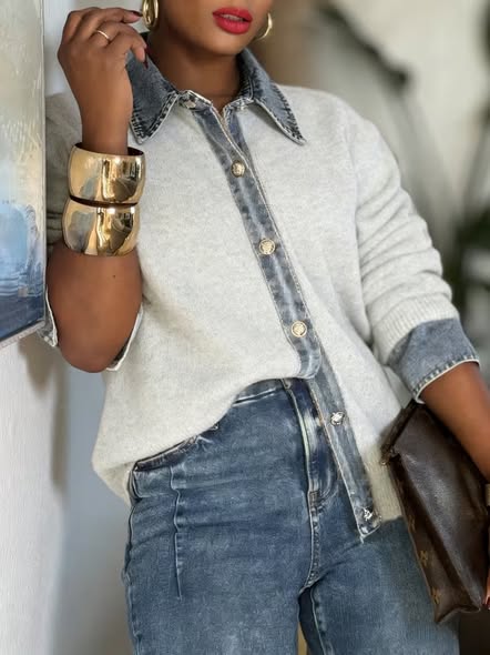 Distressed Denim Cardi