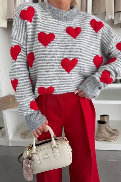 Soft Stripe Heart Sweater