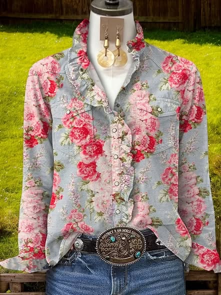 Western Ruffle Blouse
