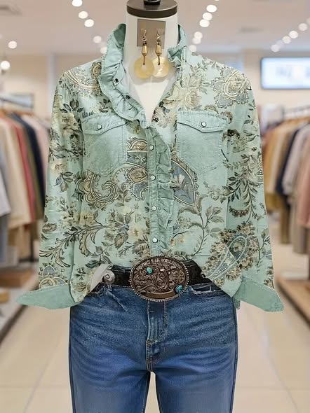 Western Ruffle Blouse