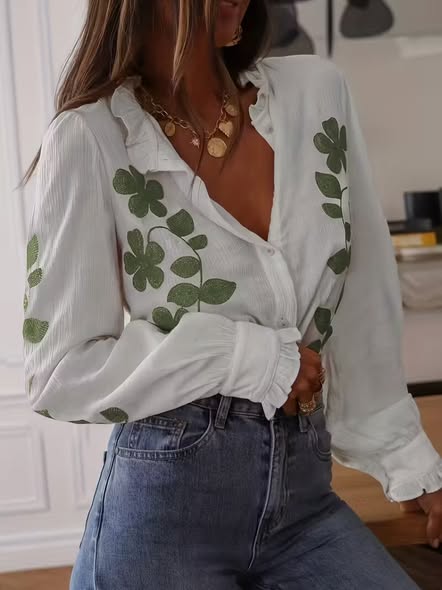 Embroidered Clover Blouse
