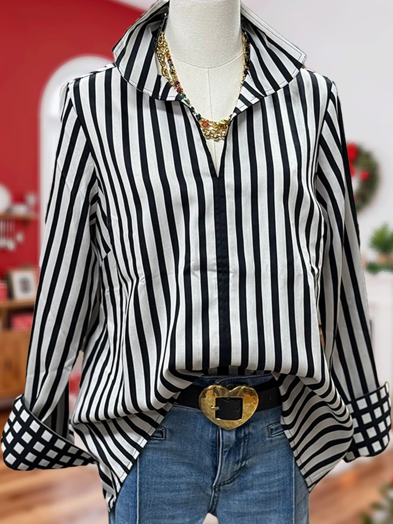 Stripe and Checked Top